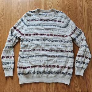 Croft & Barrow Crewneck Sweater Holiday Winter Cotton Cream Burgundy Size XXL